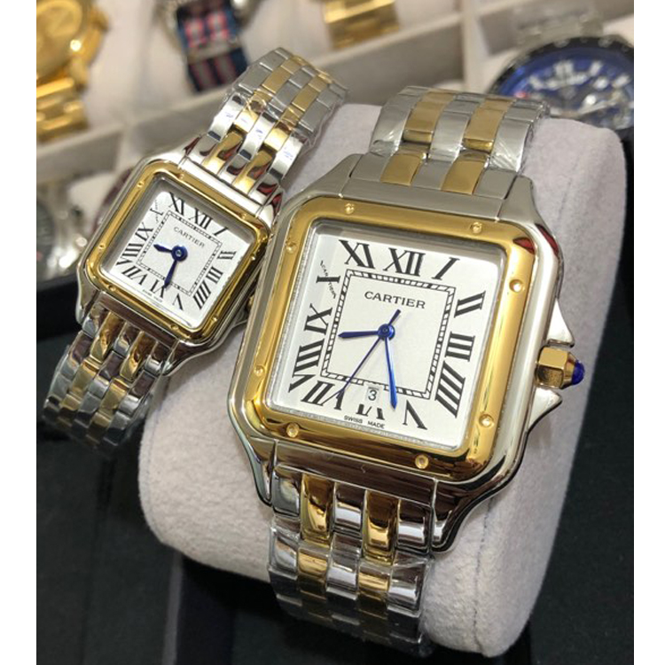 Awesome Luxurious Cartier Analog White Dial Two Tone Band Stainless ...
