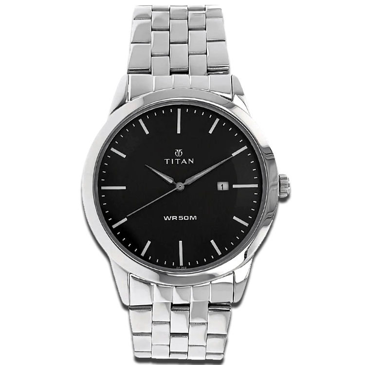 Original New TITAN Anthracite Dial Silver Stainless Steel Strap ...