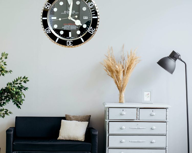 Luxurious Office & Home Decorated Black Stainless Steel Wall Clock ...